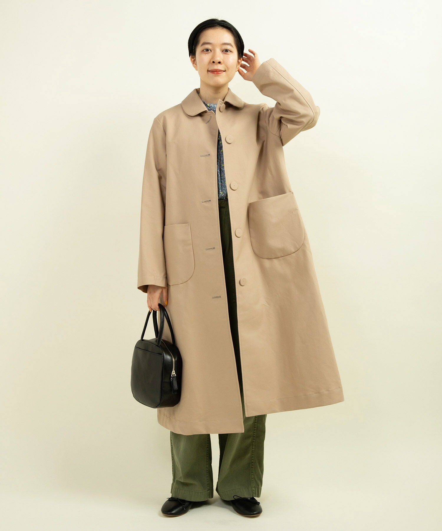 AMBIDEX Store ○平2重ピーチセーブル 丸襟ステンコート(F ベージュ