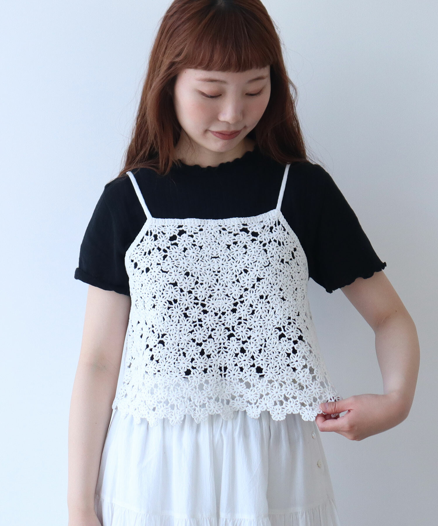 AMBIDEX Store 〇 おはな刺繍 キャミソール(F クロ): bulle de savon