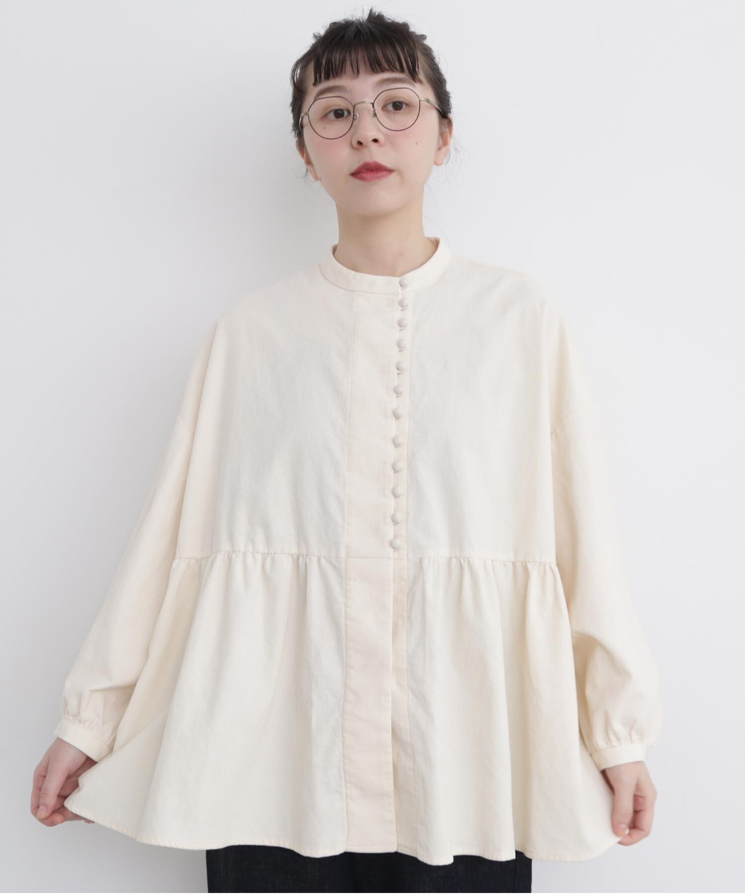 AMBIDEX Store 〇シャツコール ころころボタンブラウス(F クロ): l