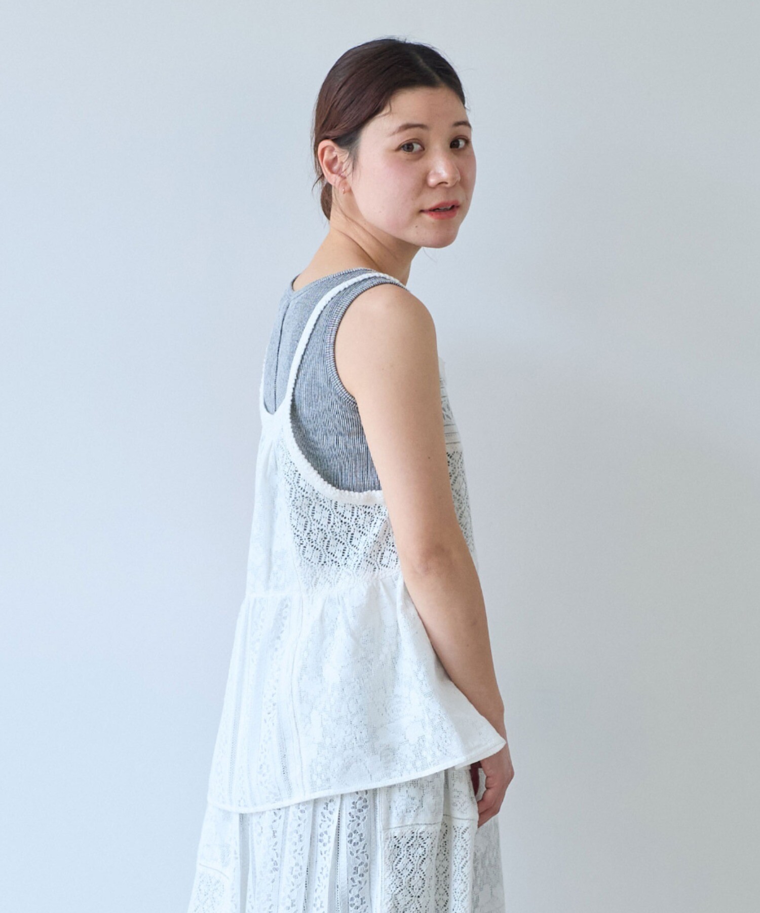 AMBIDEX Store ○indiaパッチワークレース キャミビスチェ(F シロ): yuni