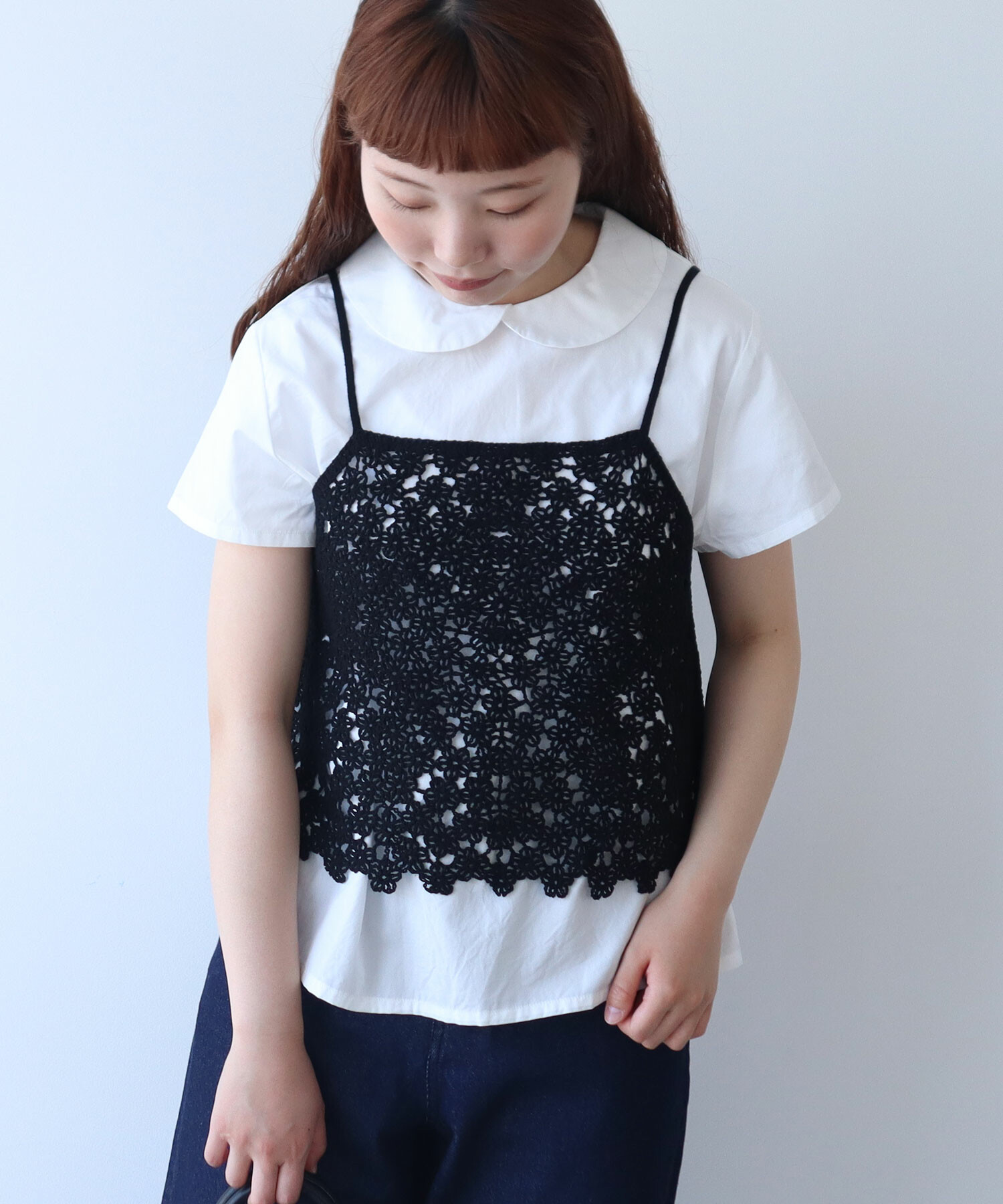 AMBIDEX Store 〇 おはな刺繍 キャミソール(F クロ): bulle de savon