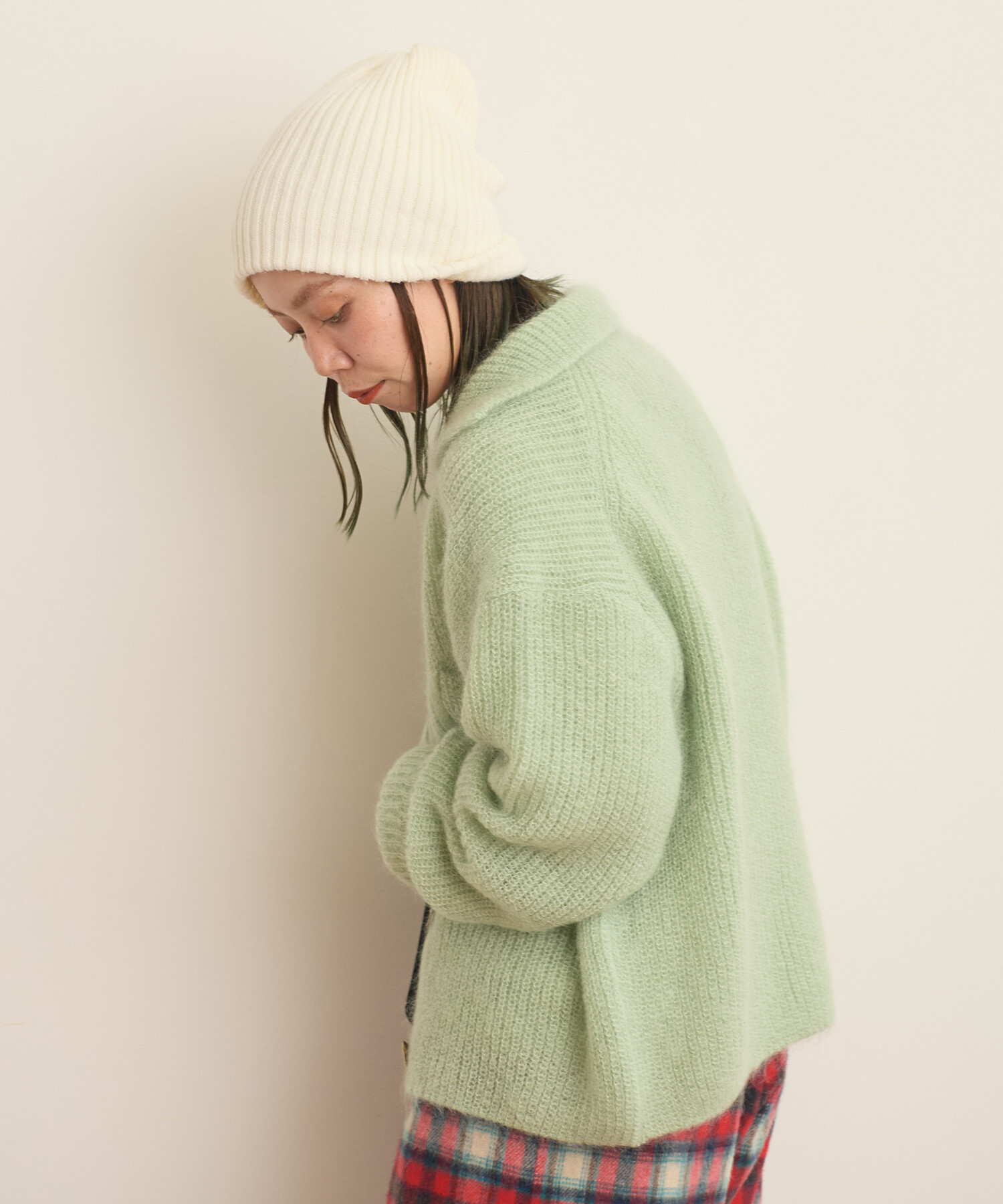 AMBIDEX Store 〇片畦 襟付きカーディガン(F グリーン): Rin international