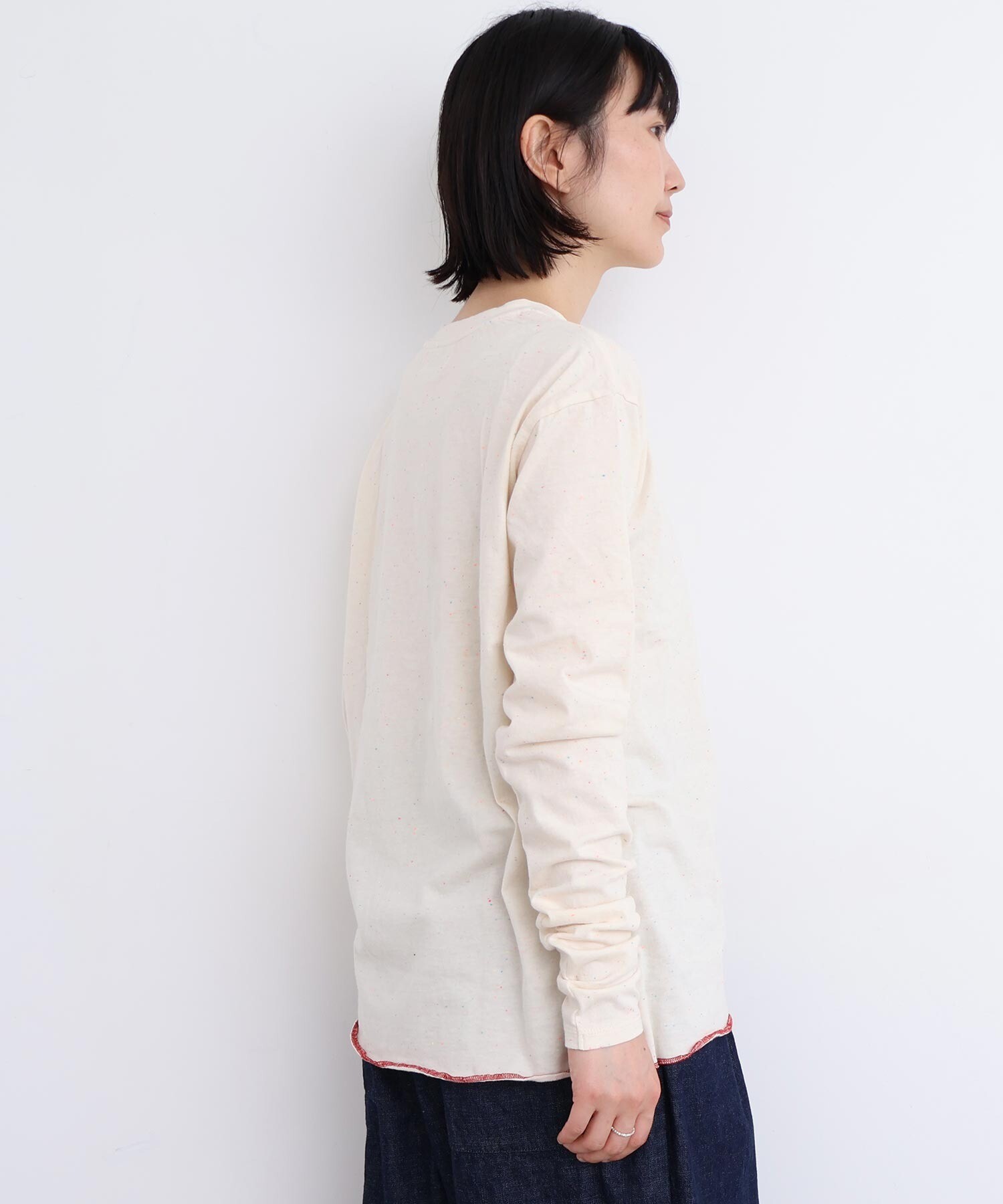 AMBIDEX Store 〇カラフルネップ天竺 くしゅ袖Tシャツ(F クロ): l