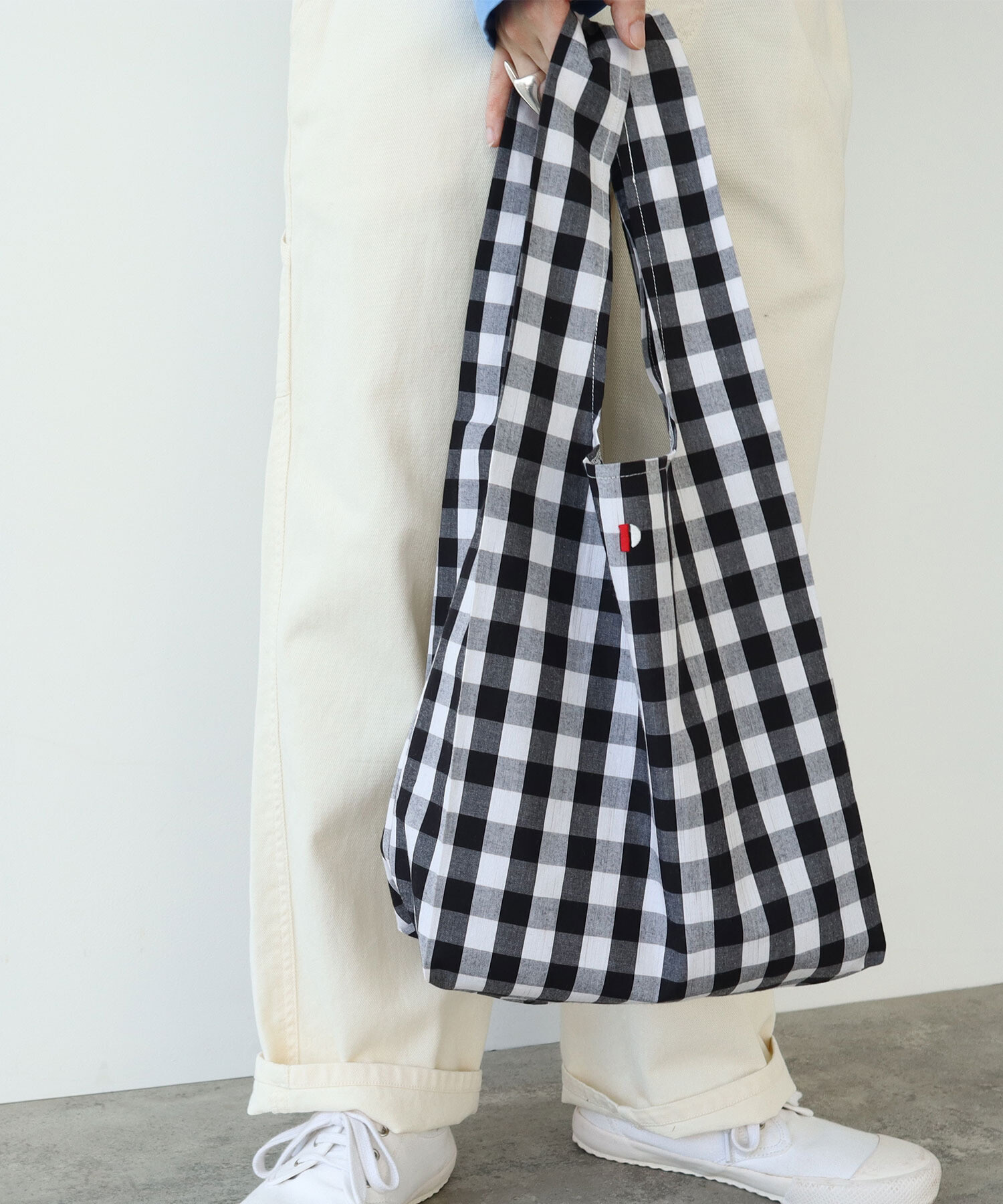 AMBIDEX Store ○ギンガムチェック P刺繍エコバッグ(F マルチ90): PAR ICI