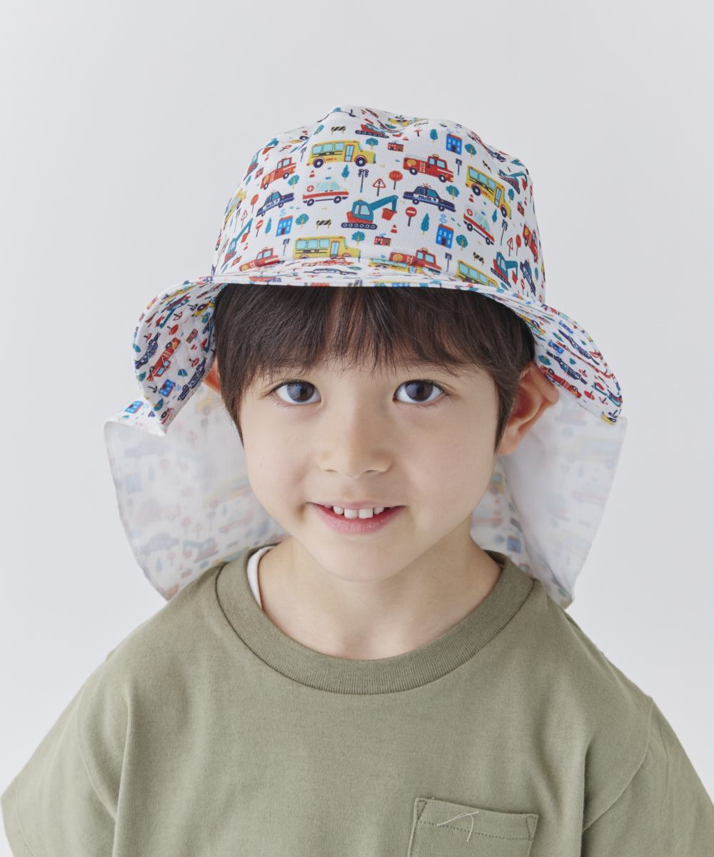 ORNERTE 柄 キッズスイムタレ付きハット | 51cm～53cm(92) くるま (06
