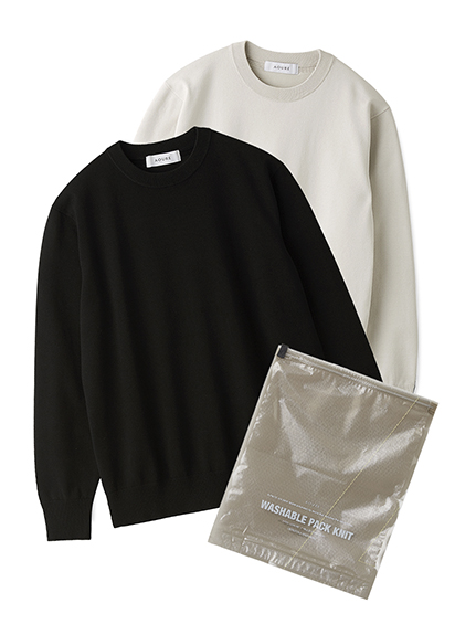 A PACK】WASHABLE PACK KNIT(2枚組) クルーネック(ニット)｜トップス