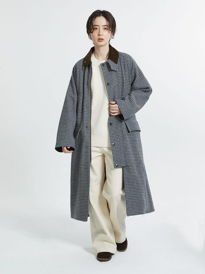 SNOWDON / スノードン】ウール チェック ロング コート 