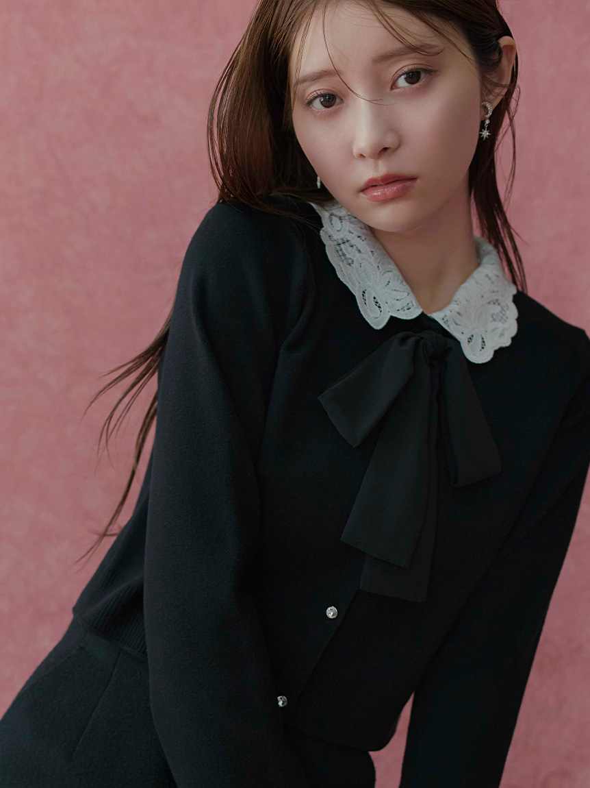 WEB限定】デタッチャブルレースカラーカーディガン(カーディガン