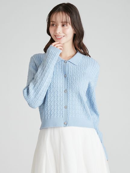 ビジュー釦ケーブルカーディガン(ニットプルオーバー)｜TOPS（トップス