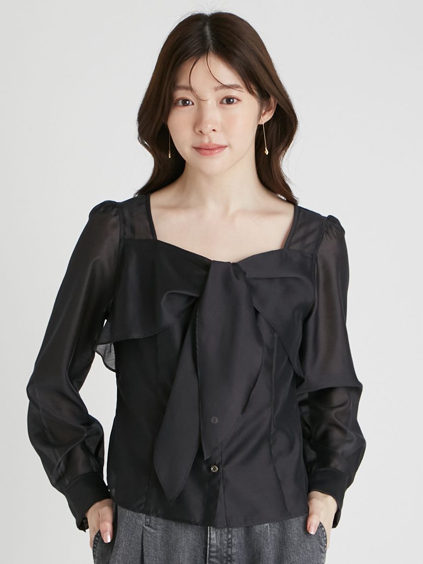 ノット付きシアーブラウス(ブラウス・シャツ)｜TOPS（トップス