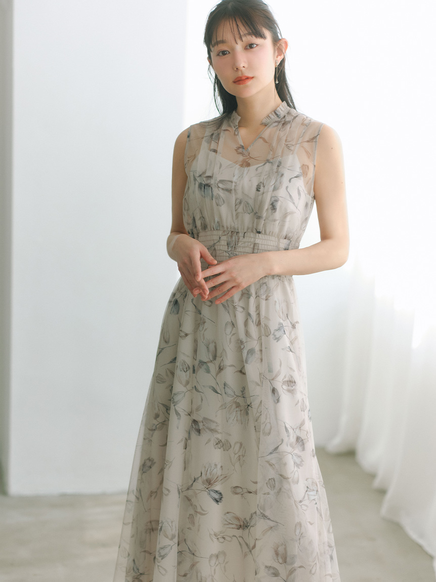 レイヤードフラワープリントワンピース(デイリーワンピース)｜DRESS