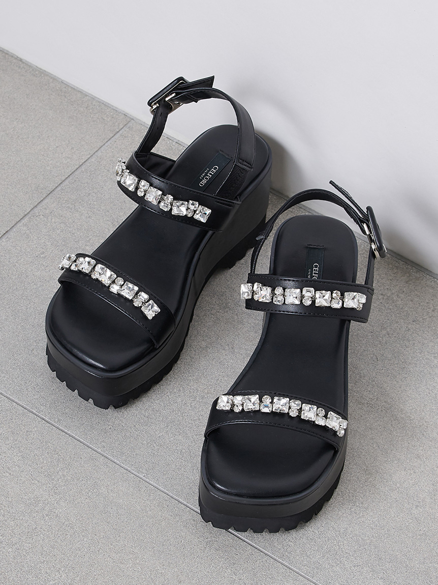 ビジュー付きボリュームサンダル(サンダル・ミュール)｜SHOES