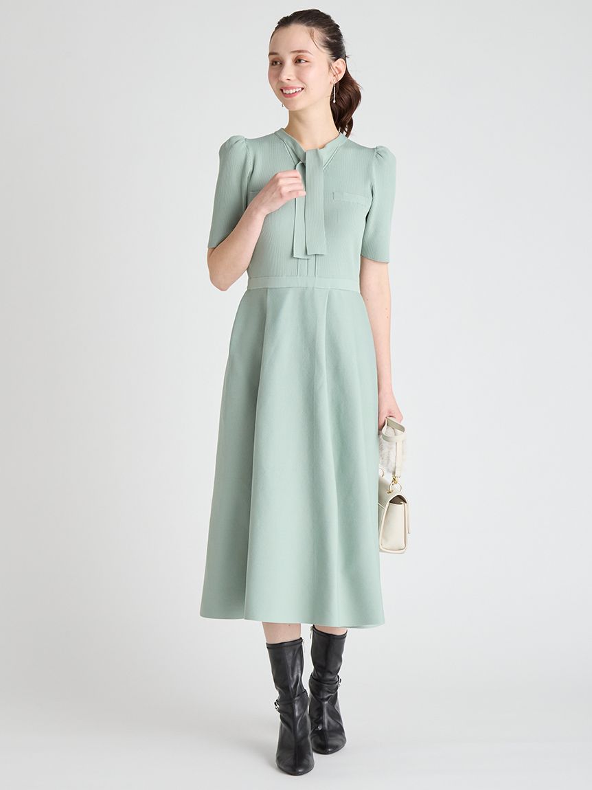 ボウタイニットワンピース(デイリーワンピース)｜DRESS（ドレス
