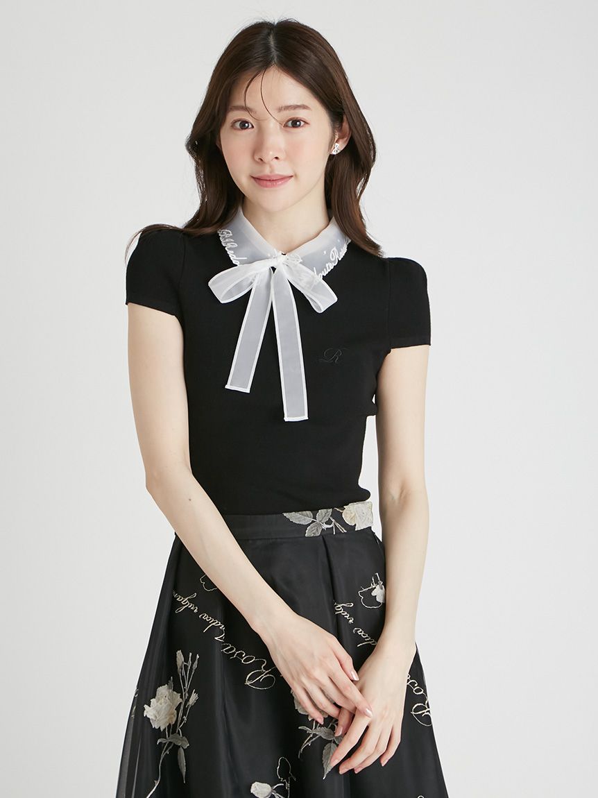 CELFORD×P.J. REDOUTEコラボ】エンブロイダリー衿付きニット(ニット