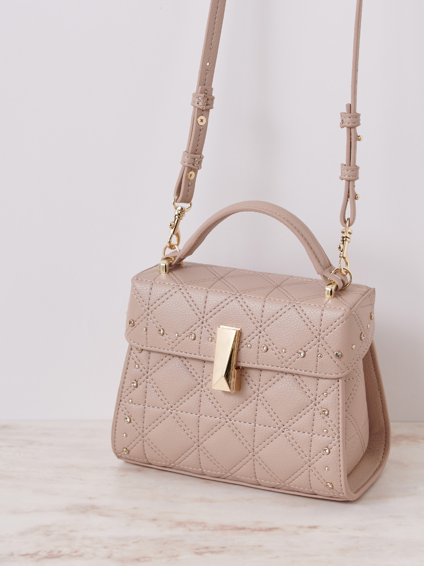 限定カラーあり】【リュタン】キルティングビジュースタッズポシェット