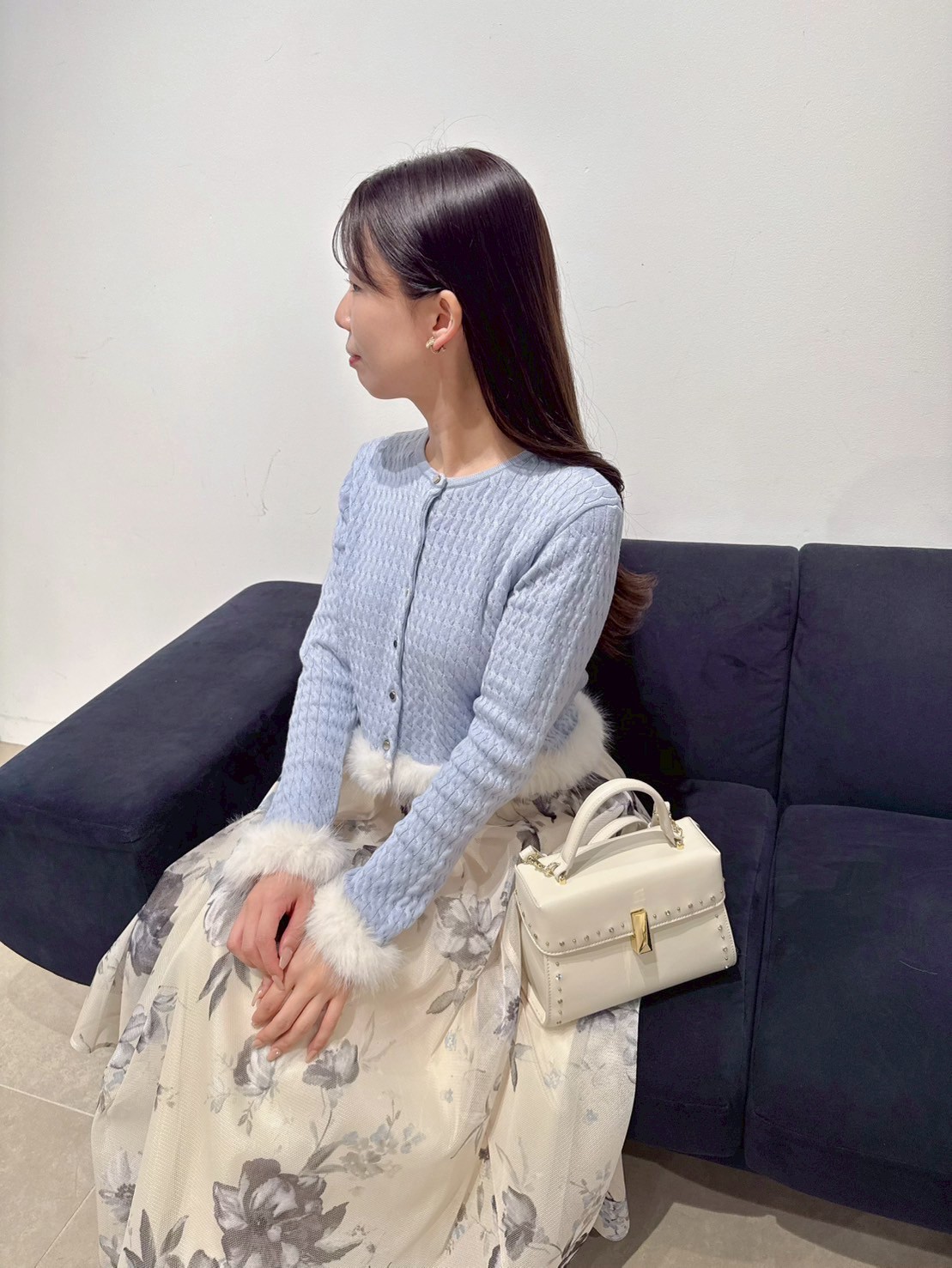 限定カラーあり】シルクカシミア混ファートリムカーディガン (ニット