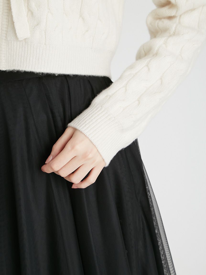 リボンモチーフケーブルニットプルオーバー(ニットプルオーバー)｜TOPS