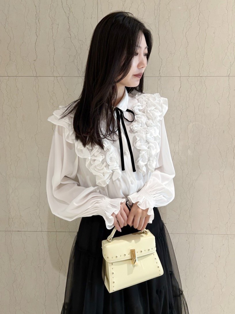 ウォッシャブル】フリルヨークシャツカラーブラウス(ブラウス・シャツ