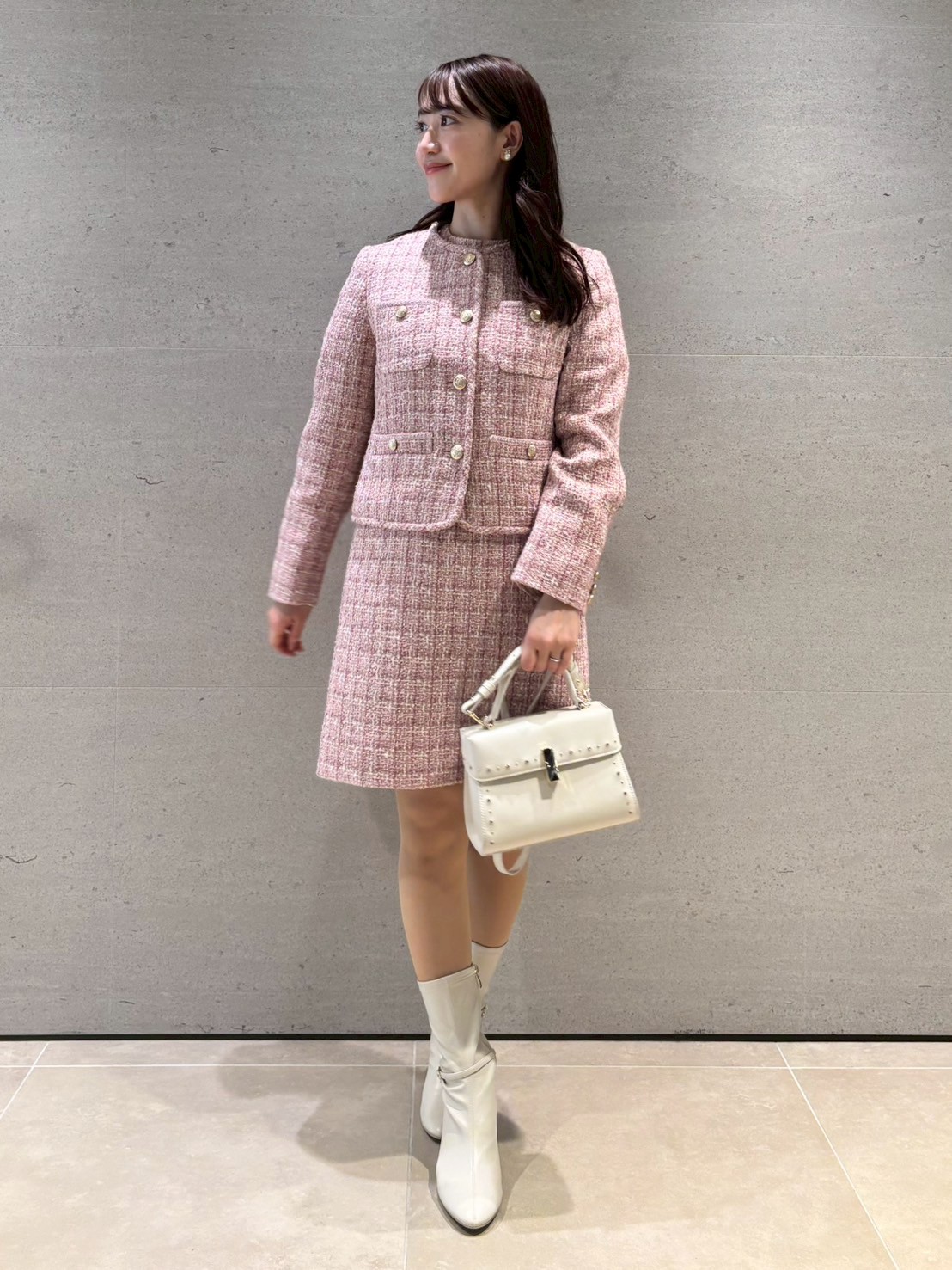 ハーフスリーブツイードミニワンピース(デイリーワンピース)｜DRESS