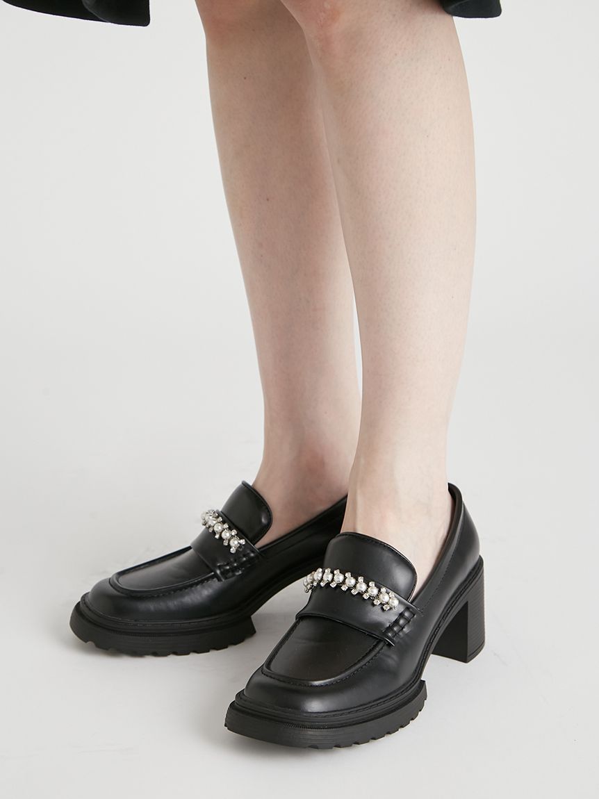 ビジューパール付き厚底ローファー(ブーツ)｜SHOES（シューズ