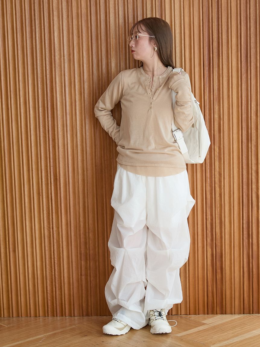 セットアイテム】eco ヘンリーネックレイヤードニットトップス(ニット