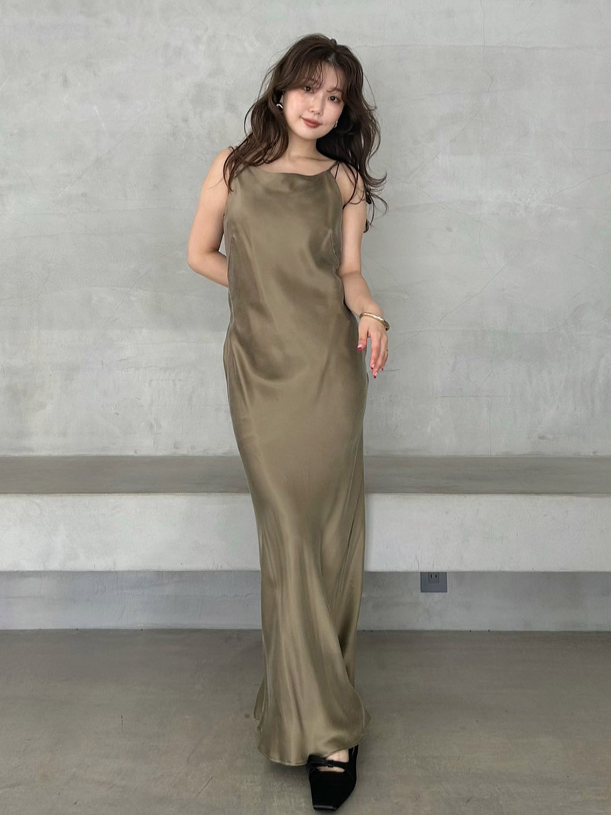 ボートネックキャミワンピース(マキシ・ロングワンピース)｜ワンピース