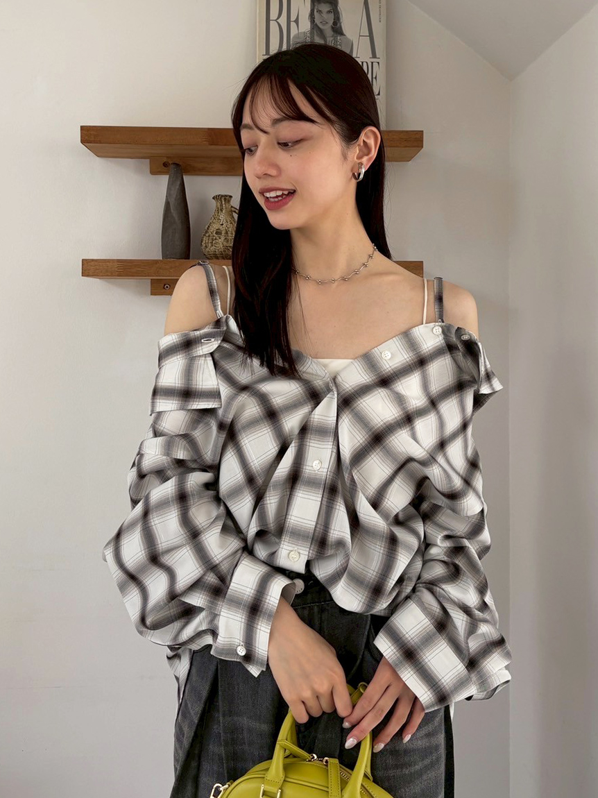 オンブレラメチェックアシメシャツ(ブラウス)｜トップス｜FRAY I.D