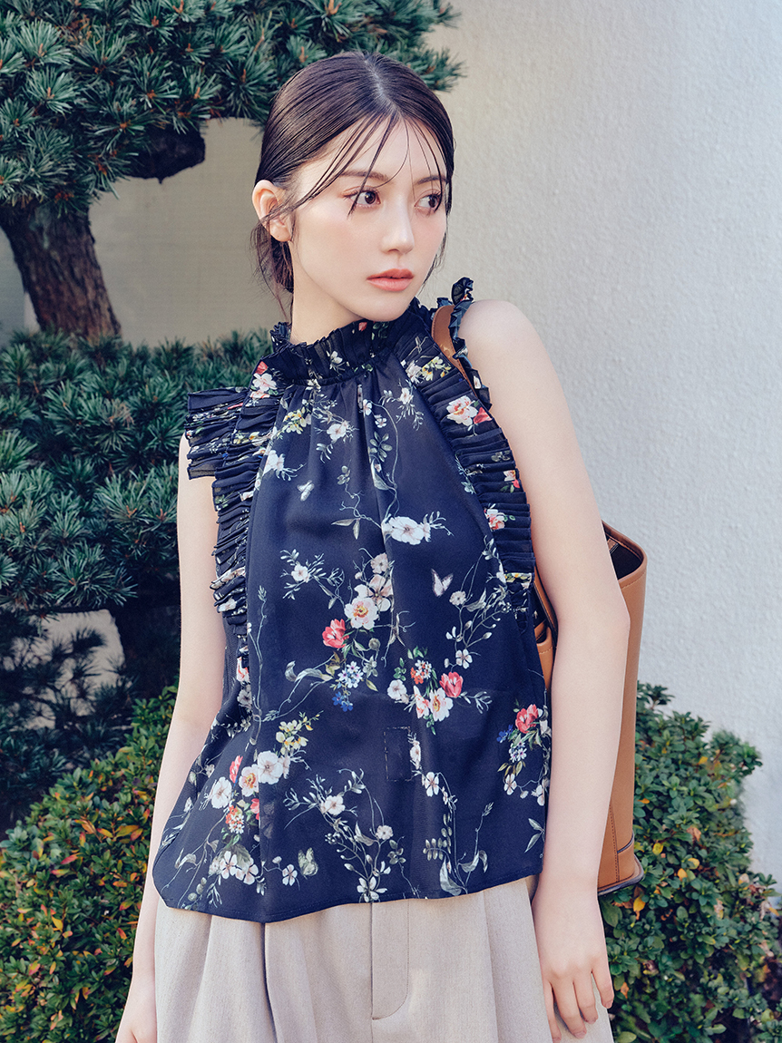 フラワープリントギャザーフリルブラウス(ブラウス)｜トップス｜FRAY