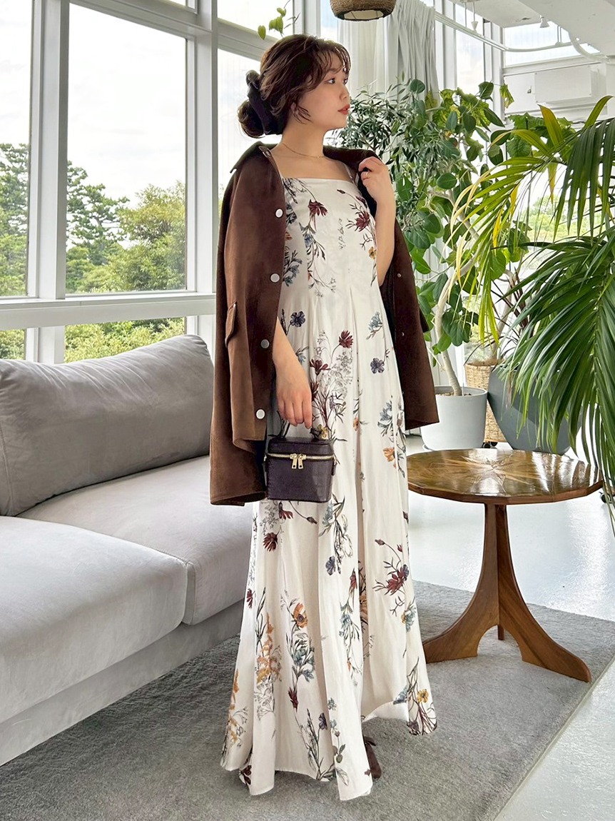 00サイズ】ボタニカルプリントキャミソールワンピース／ウォッシャブル