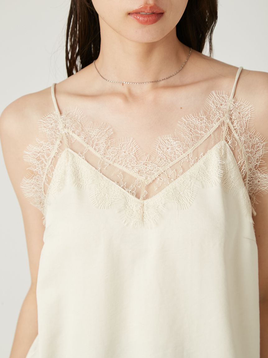 レーストリムサテンスリップキャミソール(ブラウス)｜トップス｜FRAY