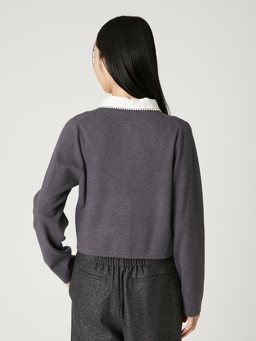 パールトリムカラーアタッチドカーディガン(カーディガン)｜トップス