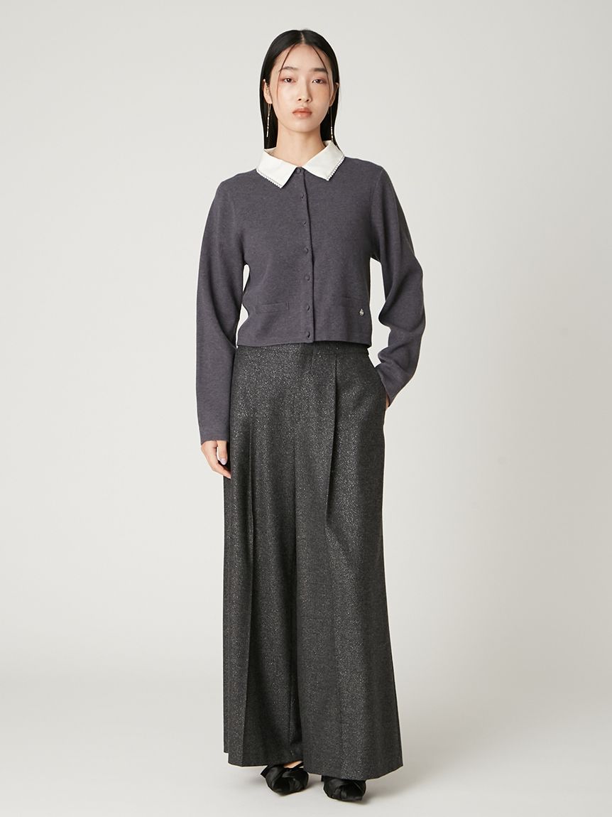 パールトリムカラーアタッチドカーディガン(カーディガン)｜トップス