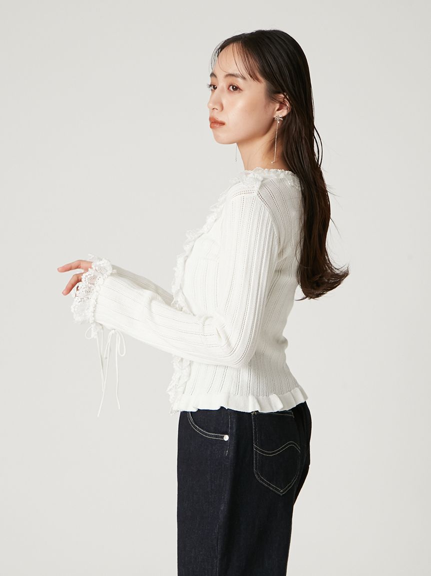 フリルレースコンビニットカーデ(ニット)｜トップス｜FRAY I.D（フレイ