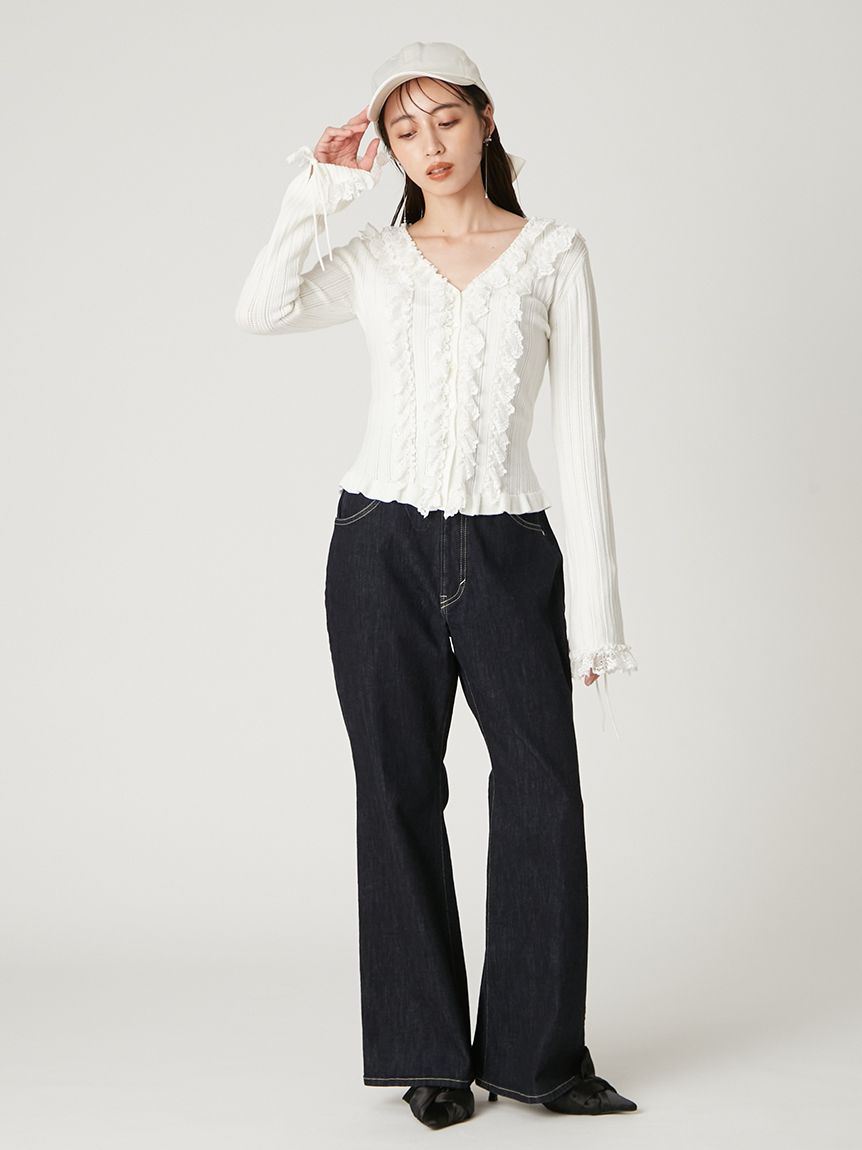 フリルレースコンビニットカーデ(ニット)｜トップス｜FRAY I.D（フレイ