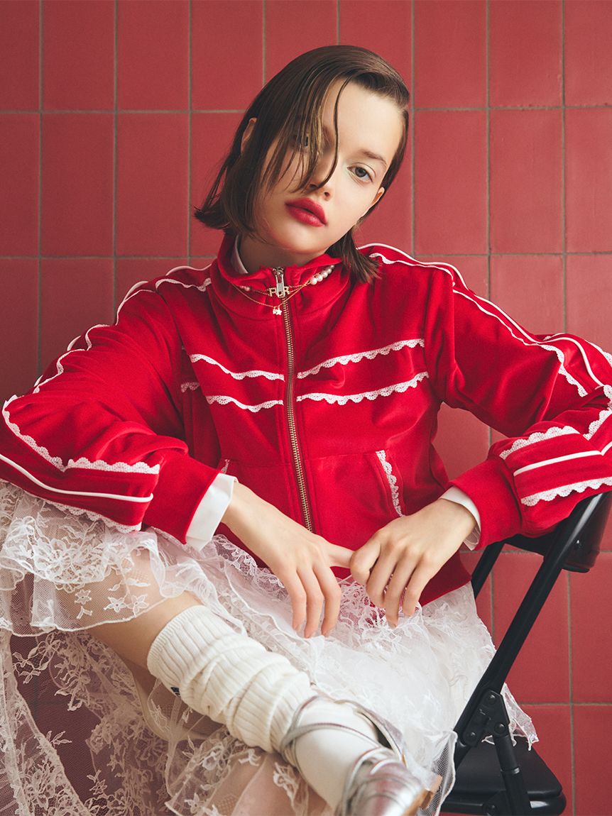 サイドレースベロアトラックジャケット(Tシャツ／カットソー