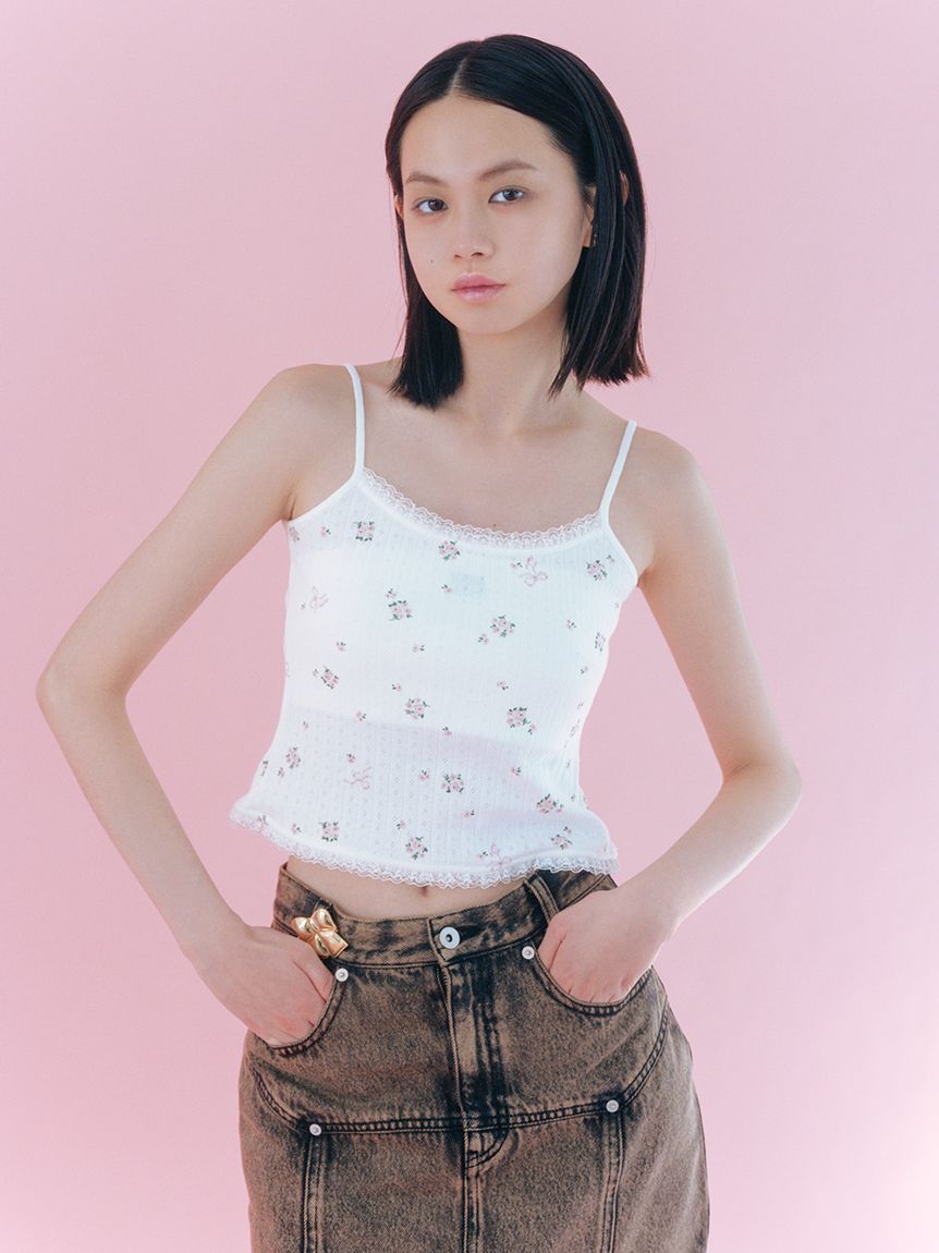 フラワープリントキャミソール(Tシャツ／カットソー)｜トップス