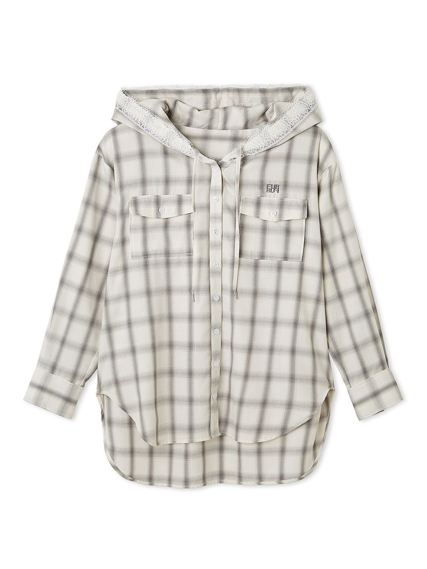 フーディーオンブレーチェックシャツ(シャツ／ブラウス)｜トップス