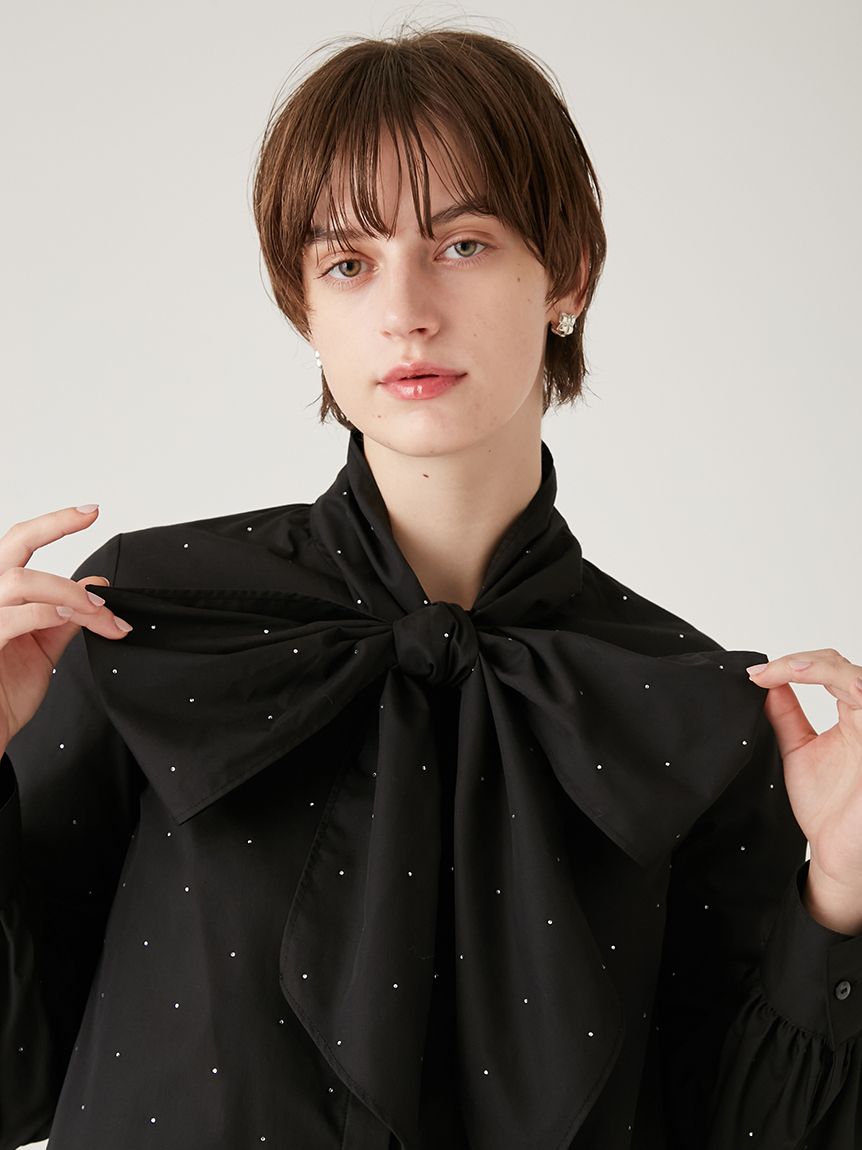 ビジュー付きボウタイブラウス(シャツ／ブラウス)｜トップス｜FURFUR