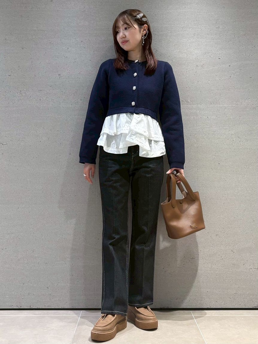 WEB限定カラー】ペプラムレイヤードカーディガン(ニット)｜トップス