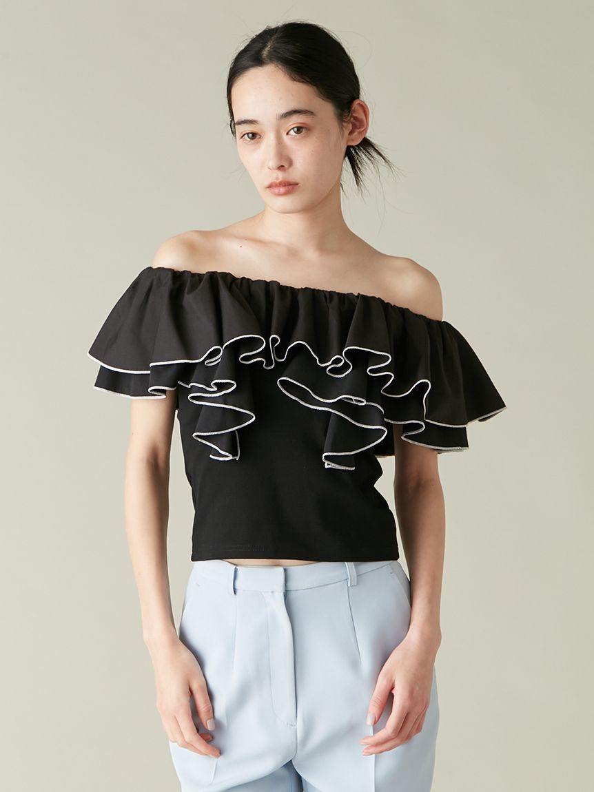 デコルテフリルカットトップス(Tシャツ・カットソー)｜トップス｜LILY