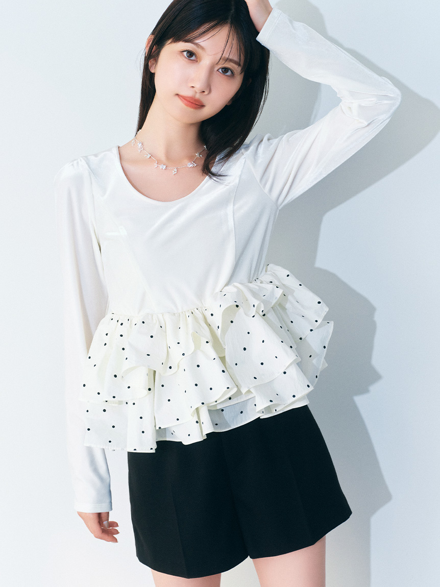 ベロアペプラムフリルトップス(Tシャツ・カットソー)｜トップス｜LILY