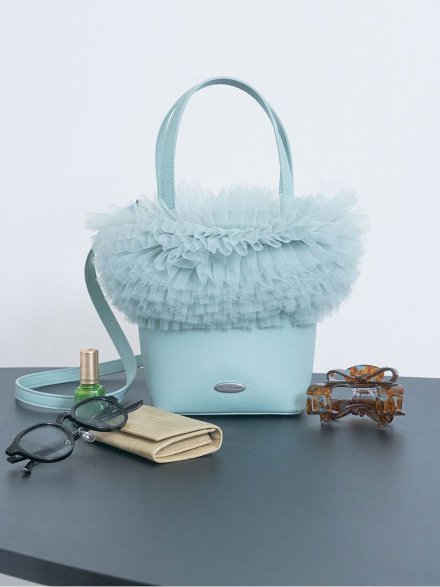 オフィシャル・MASHアプリ限定カラー】チュール切り替え3wayトート