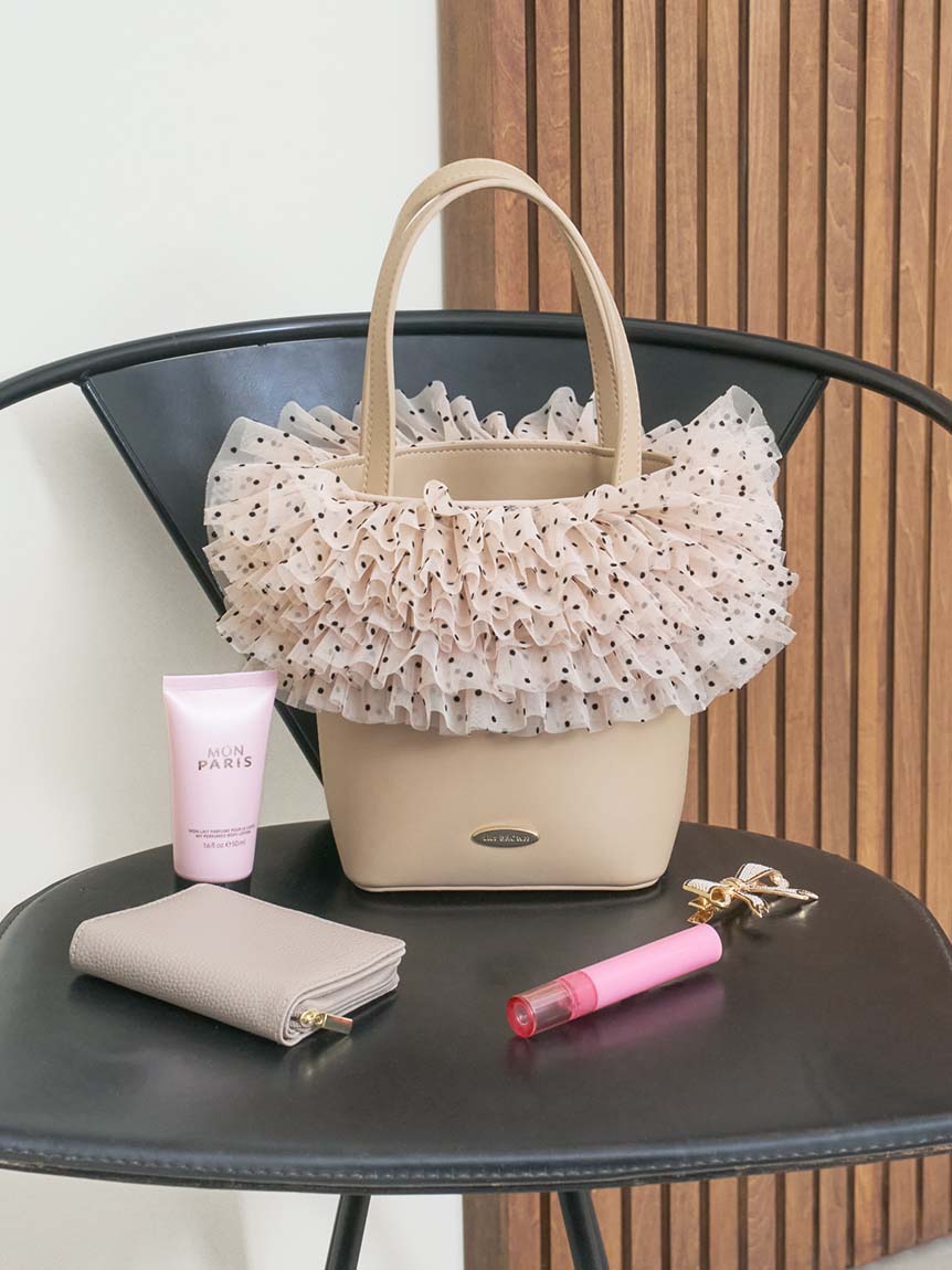 オフィシャル・MASHアプリ限定カラー】チュール切り替え3wayトート