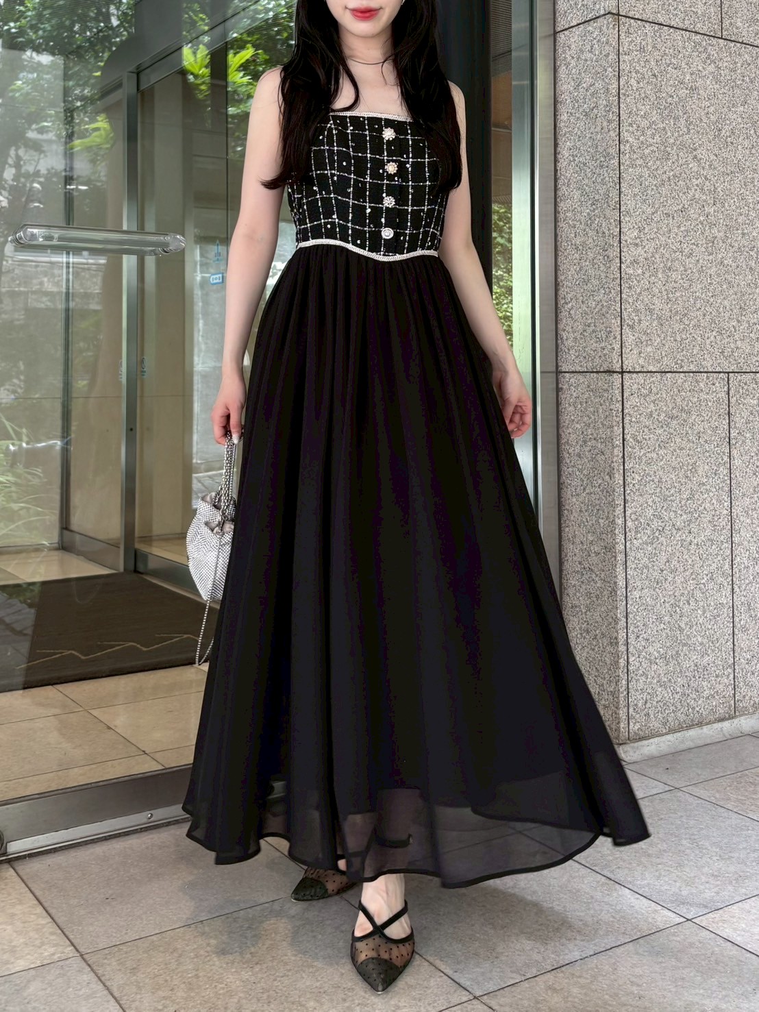 WEB限定カラー】[L.B CANDY STOCK]ツイードコンビホルターネック