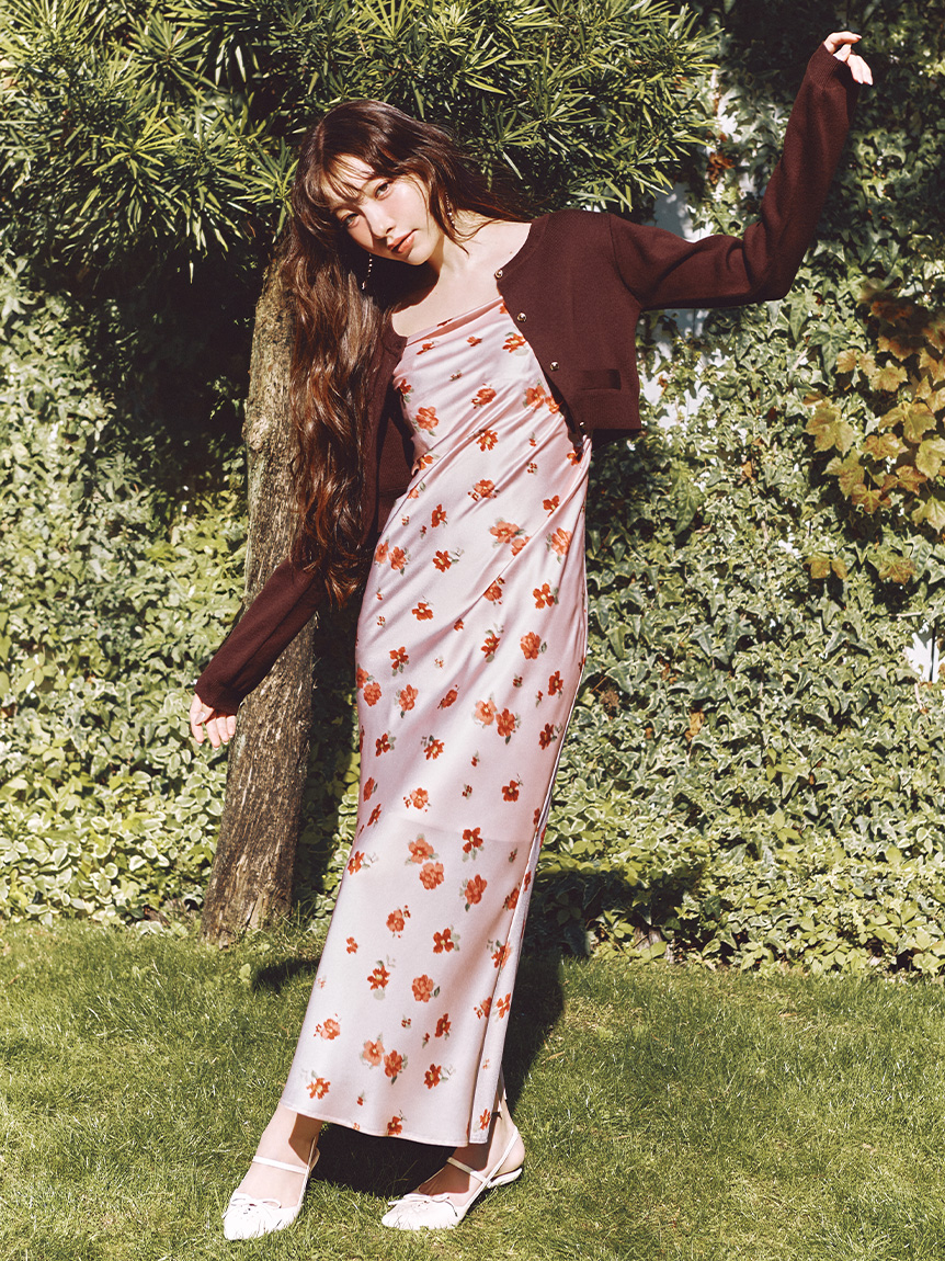 カーデセットプリントキャミワンピース(マキシ・ロングワンピース