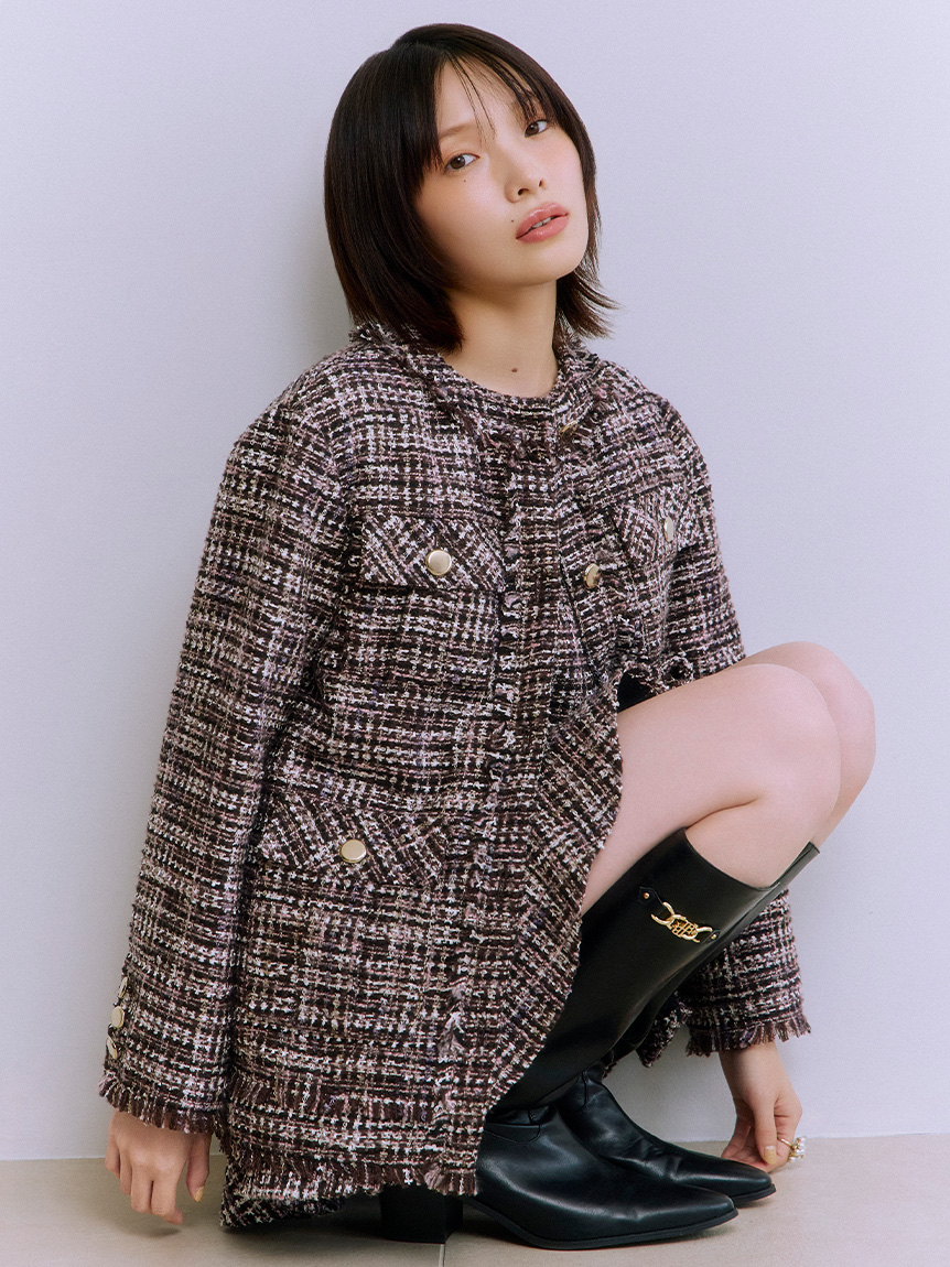 ノーカラーツイードジャケット(ジャケット)｜アウター｜LILY BROWN