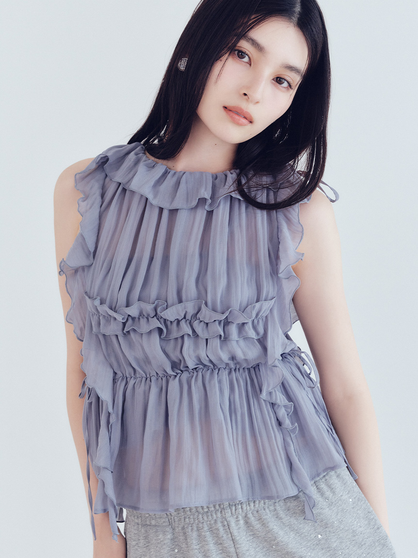 フリルシャーリングブラウス(シャツ・ブラウス)｜トップス｜LILY BROWN