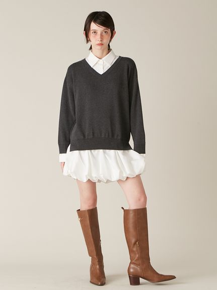 ニットドッキングバルーンワンピース(ニットワンピース)｜ワンピース