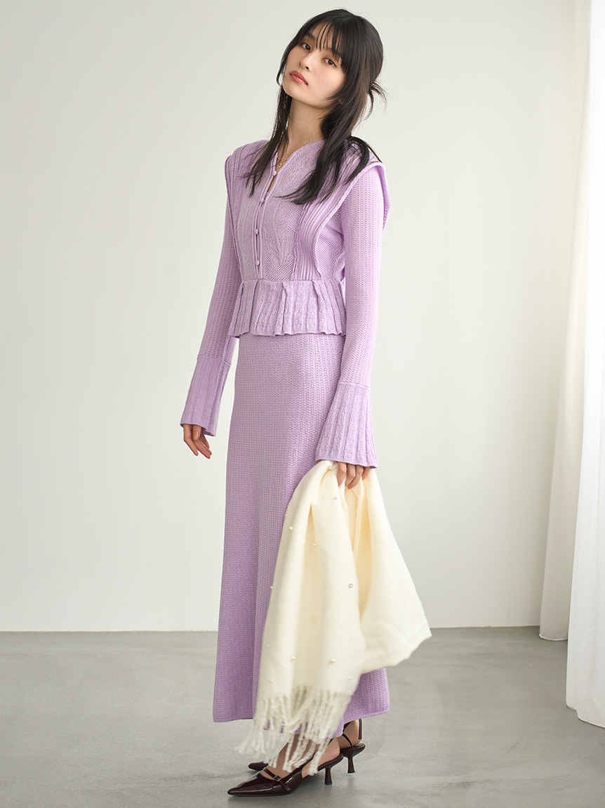 スイッチングクロシェニットワンピース(マキシ・ロングワンピース