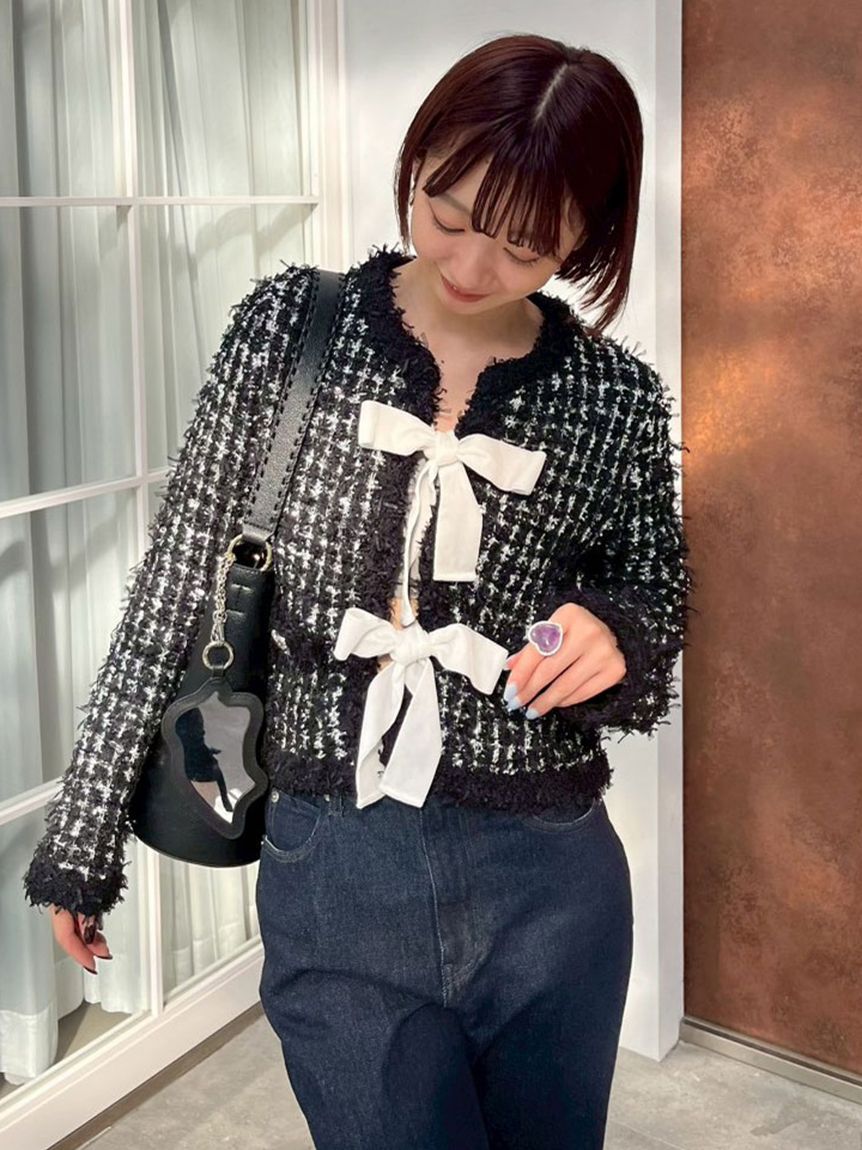 L.B CANDY STOCK]ラメリボンニットジャケット(ジャケット)｜アウター